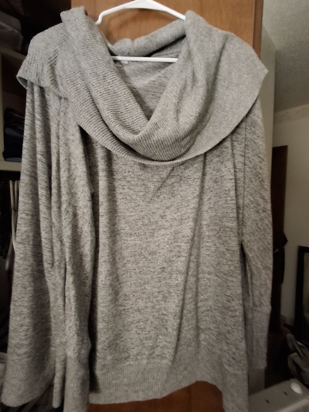 Lightweight Gray Cowl Neck Sweater